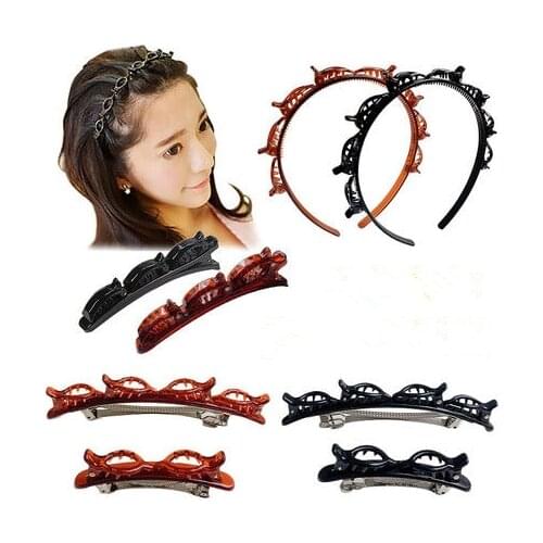 Fashion Double Layer Hari Band Twist Plait Clip Front Hair Clips Hairpin Headband Beauty Tool Hair Accessories