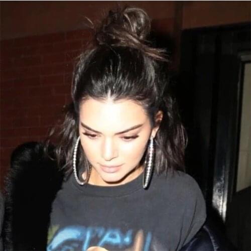 Fashion crystal simple big round wedding circle earrings ladies golden silver color 3cm-10cm popular big earrings