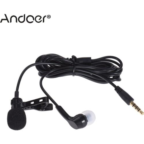 Andoer Mini Clip-on Lapel Lavalier Microphone Mic Earphone Condenser Hands-free 3.5mm Jack for Smartphones Computer PC Laptop