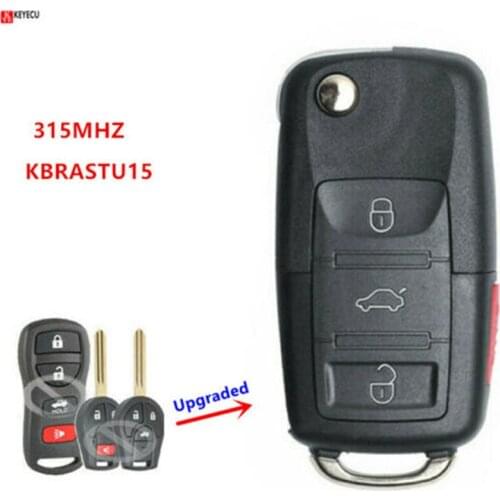 Keyecu New Upgraded Flip Remote Key fob 4 Button 315MHZ for Nissan Infiniti KBRASTU15 with NSN14 Blade