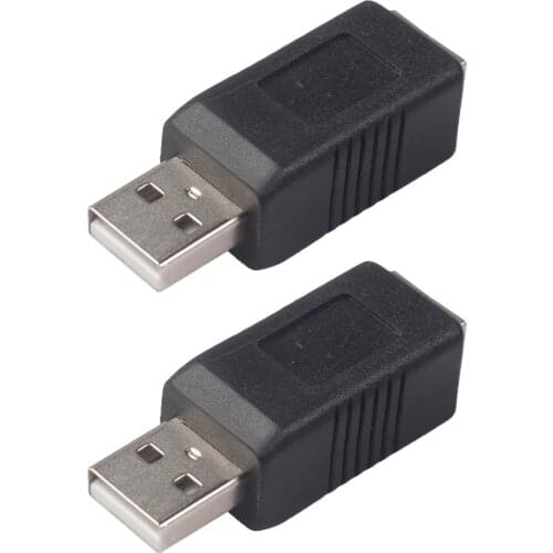 2x USB Type A Male To USB Type B Female Connector Printer Port Adapter Black