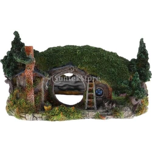 Resin Castle Reptile Habitat Decor - Turtle Hideouts Cave Aquarium Fish Tank Ornament