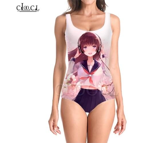 CLOOCL Newest Anime Girl 3D Print Girls One-piece Swimsuit Swimming Bathing Suit Sleeveless Slim Sexy One Piece Swimsuit