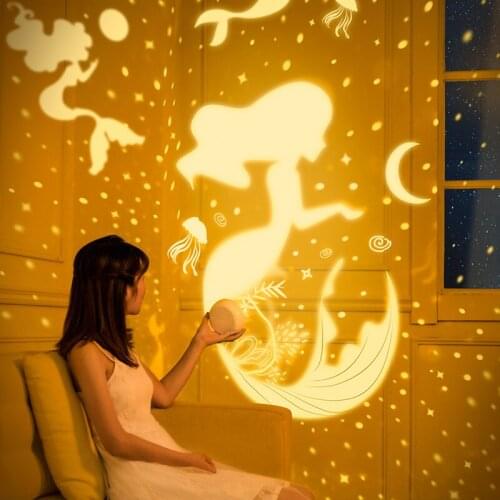 LED Spin Star Galaxy Starry Sky Projector Night Light Built-in Music Box for Bedroom Decoration Child Kids Birthday Present