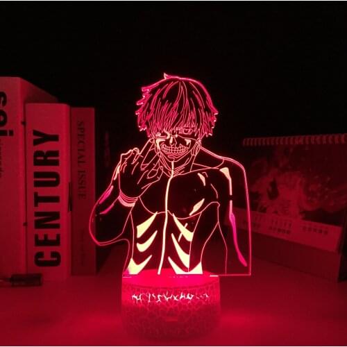 Tokyo Ghoul Anime Ken Kaneki 3D White Base LED Light for Home Decoration Nightlight Cool Child Birthday Gift Acrylic Table Lamp