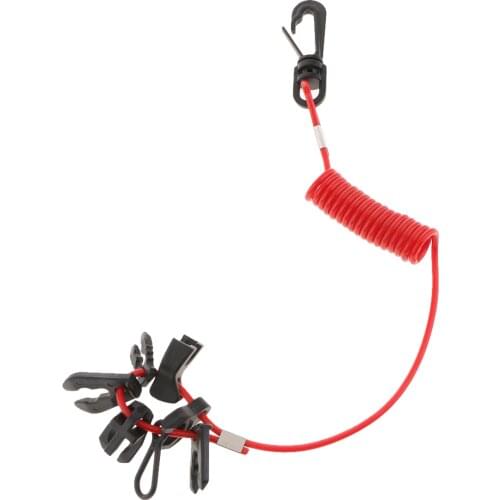 Universal Boat Engine Kill Stop Switch Assy for Marine Outboard Motors - 7 Keys & Lanyard Safety Tether Rope