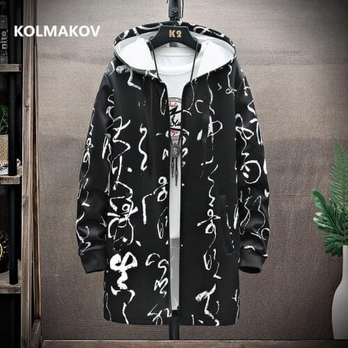 2021 spring coat mens High quality print trench coat ,Fashion hoooded jackets men,Mens Clothing Windbreakers size M-5XL
