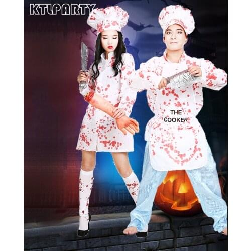 Adult Halloween cosplay blood cook chief costumes hat master kitchener horror scary costumes clothes clothing for women men