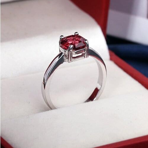 Ladys Statement Ring Red Gem Silver Color Womens Wedding Ring Thin and Elegant Engagement Ring Is Suitable for Parties