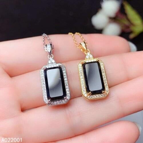 KJJEAXCMY fine jewelry natural sapphire 925 sterling silver women gemstone pendant necklace chain support test elegant