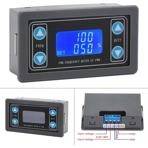 LCD PWM Signal Generator LCD Display Frequency Duty Ratio Adjustable Square Wave DC 3.3V-30V Electronic Measuring Instruments