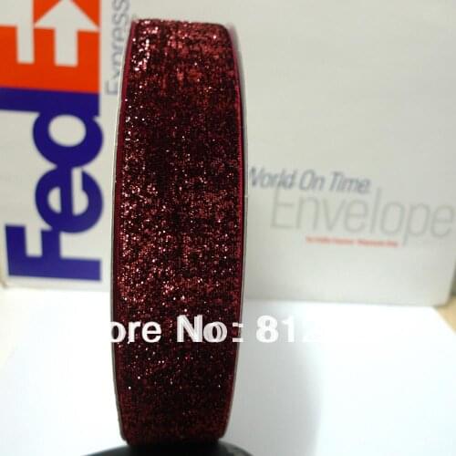 1-1/2'' 38mm #10 Wine Glitter Velvet Ribbon