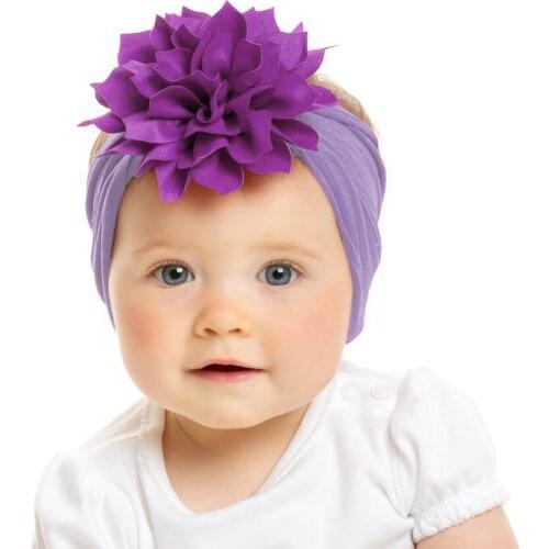 1PCS New Girls Lotus Flower Headbands Fashion Kids Elastic Nylon Wide Hair Band Christmas Hair Accessories Photo Props