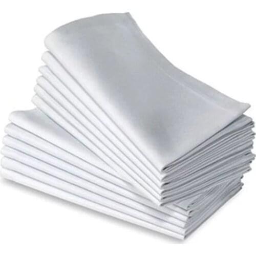 12pcs 100% COTTON RESTAURANT DINNER CLOTH LINEN WHITE 50x50cm PREMIUM HOTEL NAPKINS