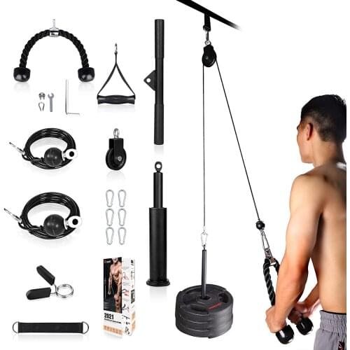 3 in 1 Fitness LAT & Lift Pulley System Gym,Pull-Down Machine w/ Dual Cable Attachments & Upgraded Loading Pin