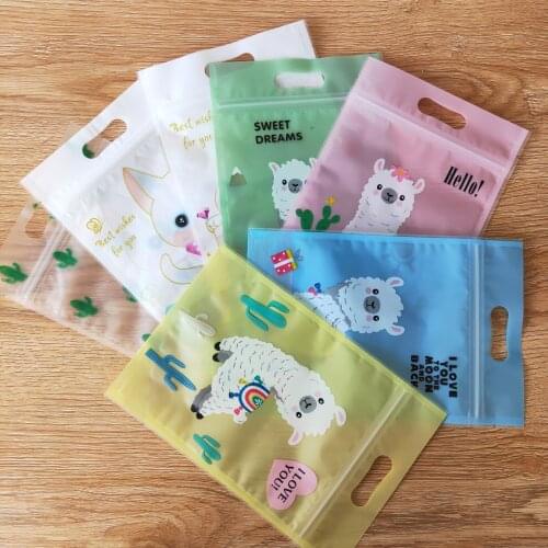 50PCS New Cute Cartoon Candy Self-supporting Bag Snowflake Crisp Food Packaging Bag Small Snack Sealed Bag Mixed