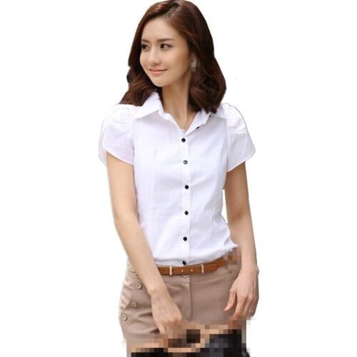 B2552 2021 new summer white short-sleeved womens slim professional commuter shirts cheap wholesale