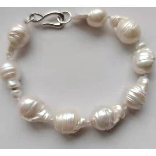 100% freshwater pearl bracelet with big AAA baroque shape-length 17-21 mm and diameter 11-13 mm