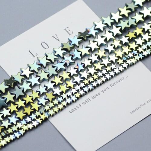 Natural Stone Plating Green light Star beads Hematite Spacer Loose bead for Jewelry Bracelet Neckalce Earring Pendant Making DIY
