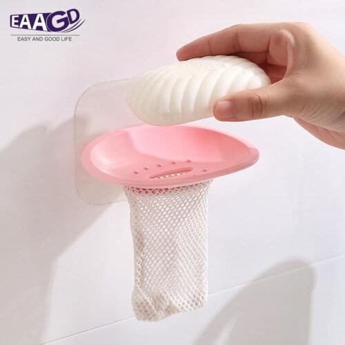 Soap Dish Holder Suction Cup Plastic Soap Dishes with Mesh Together With Mesh To Foam Up For Bathroom Kitchen