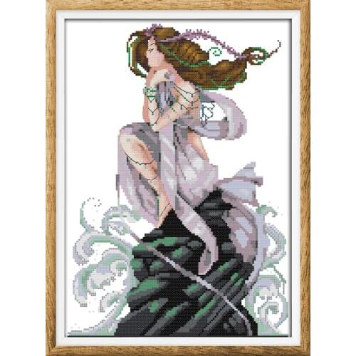 The daughter of the sea 2 cross stitch kit aida 14ct 11ct count print canvas stitches embroidery DIY handmade needlework