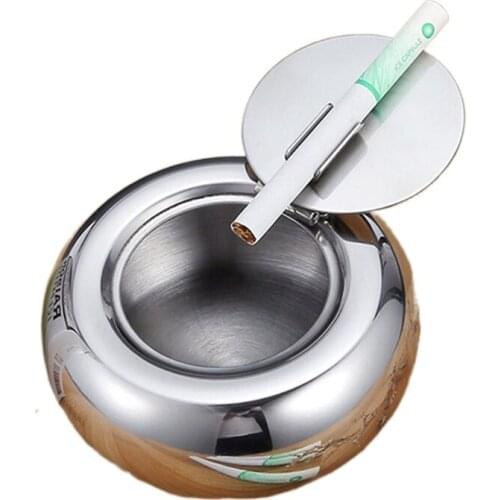 Round Stainless Steel Ashtray Home Party Bar Decoration Holder For Gift Cigarette Lighters & Smoking Accessory Tray