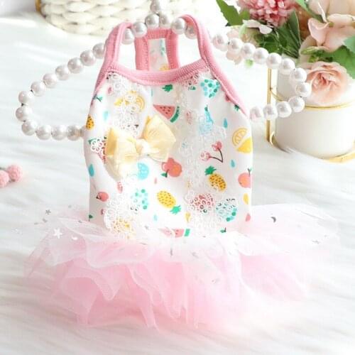 Lace Dress Pet Dog Clothes Bubble Skirt Clothing Dogs Super Small Costume Breathable Chihuahua Print Summer White Girl Mascotas