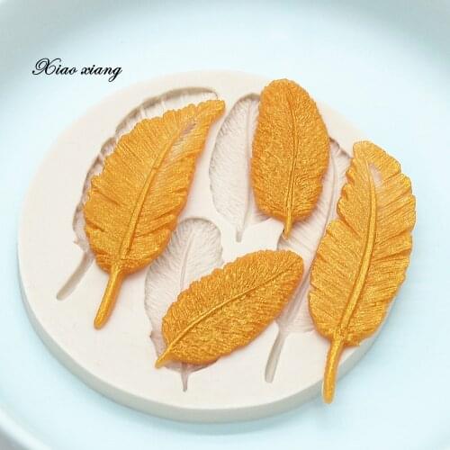 Luyou DIY 1pc Feather Silicone Resin Fondant Molds Cake Decoration Tools Pastry Kitchen Baking Accessories FM068