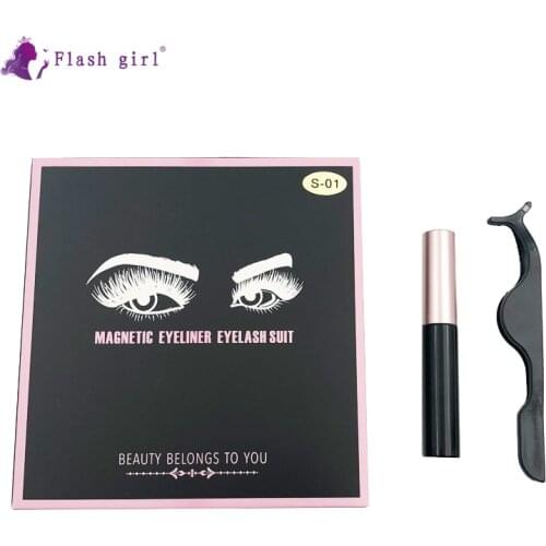 Flash Girl Wholesale S10 Styles 3 Pair 3D Faux Mink Magnetic Liquid Eyeliner，Magnetic False Eyelashes Makeup and Tweezer Set