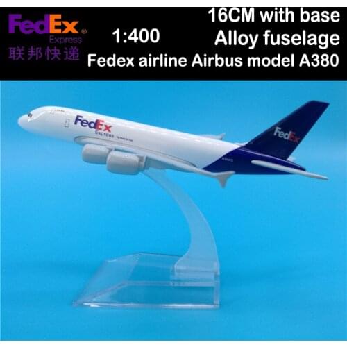 16CM 1:400 Fedex airline Airbus model A380 alloy display toys airplane aircraft collection kids children toy souvenir airliner