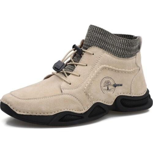 Mens Loafers Leather High TopSneaker For Man Outdoor Breathable Male Vintage Streetwear Ankle Boots Zapatillas De Hombre