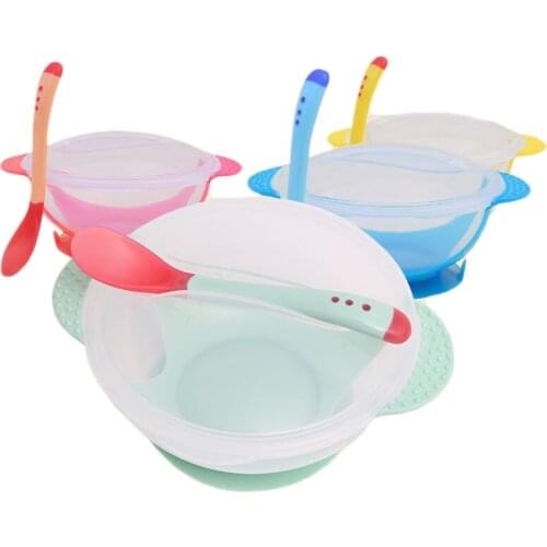Baby Bowl Set Training Bowl Spoon Tableware Set Dinner Bowl Learning Dishes With Suction Cup Children Training Dinnerware TSLM