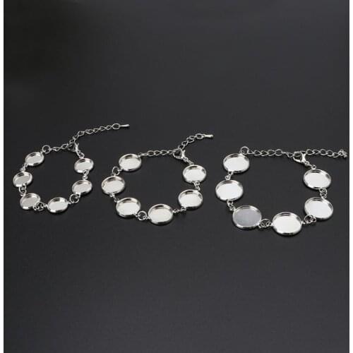 DIY Blank Glass Cabochons Bracelet 6 Round Bezel Pads Sliver DIY Accessories Jewelry Findings Jewelry Making