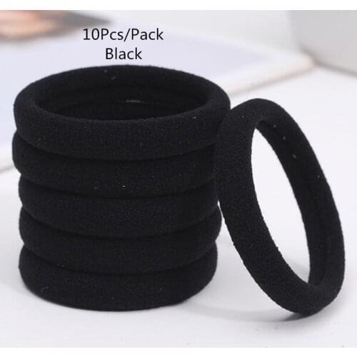 New 10Pcs/Pack Black Mix Color Hair Holders Elastic Hair Bands Ponytail Rubber Rope Bands Women Girls Hair Accessory Scrunchie