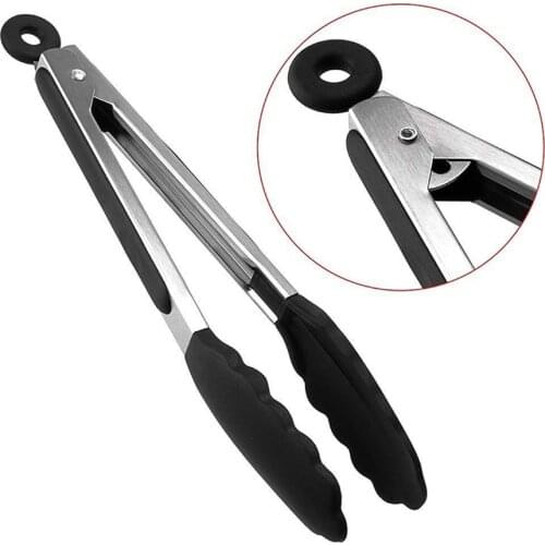 9-Inch/12-Inch Long BBQ Grilling Tong Stainless Steel TPR Cooking Grilling Barbecue Non-Stick Salad Cake Serving Clip