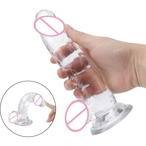 G-spot Orgasm Silicone Sucker Dildo for Women Masturbation Lesbian Pussy Anal 6.3/7.1/7.9/9.1 Inch Crystal Realistic Dildos