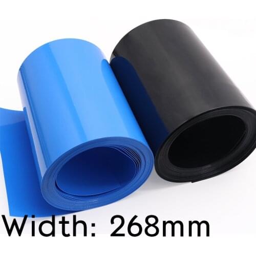 Width 268mm PVC Heat Shrink Tube Dia 170mm Lithium Battery Insulated Film Wrap Protection Case Pack Wire Cable Sleeve Black Blue