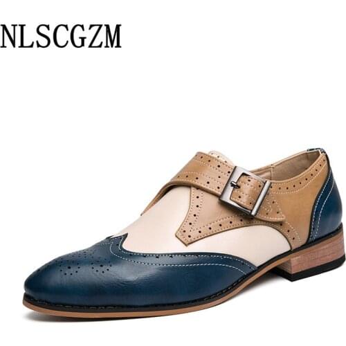 Monk Strap Brogue Shoes Men Wedding Dress Formal Slip on Shoes Men Italian Coiffeur Mens Dress Shoes Loafers Office 2021 Zapatos