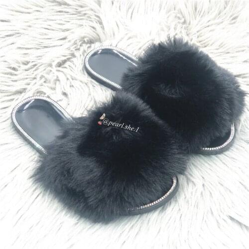 Custom Comfortable Memory Foam Warm Fuzzy Winter Indoor House Fluffy Fur Slippers for Women
