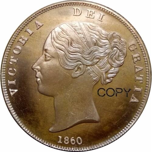 Great Britain Victoria 1 Penny 1860 Red Copper Copy Coin
