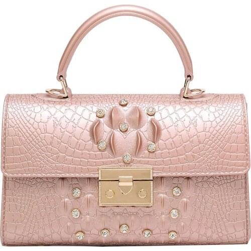 Womens Shoulder Bag European and American Style Crossbody Crocodile Pattern Solid Color One-Shoulder Jelly Bag Casual Hit Color