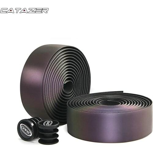 1 Pair Road Bicycle Handlebar Tape Light Change Reflective Bike Bar Tape Racing Bike Tape Wrap Pu Leather Cycling Handlebar Tape