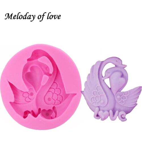 1Pcs 3D love Swan Shape Candy Mould Silicone Soap Mold Fondant Cake Chocolate Stencils Kitchen Pastry Baking T1247