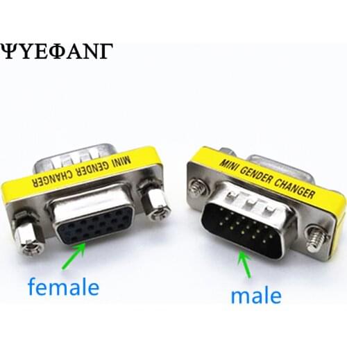1pc Female to Male SVGA VGA DB15 15 Pin Female Gender Changer adapter