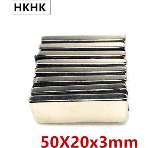 10pcs/lot N52 Rectangular magnet 50x20x3 Neodymium magnet 50*20*3 NdFeB magnet 50 x 20 x 3 trong Square NdFeB Rare Earth Magnet