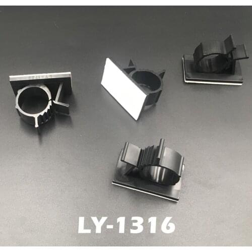 15pcs LY-1316 13mm Dia White Black Circle Self Adhesive Sticky Fixed Mount Base Adjustable Wire Harness Clamp Cable Clip
