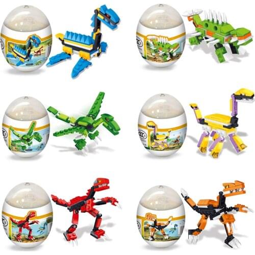 6pcs Pieces DIY Assembled Dinosaur Model Mini Assembled Dinosaur Egg Children Educational Toy Birthday Gift K7