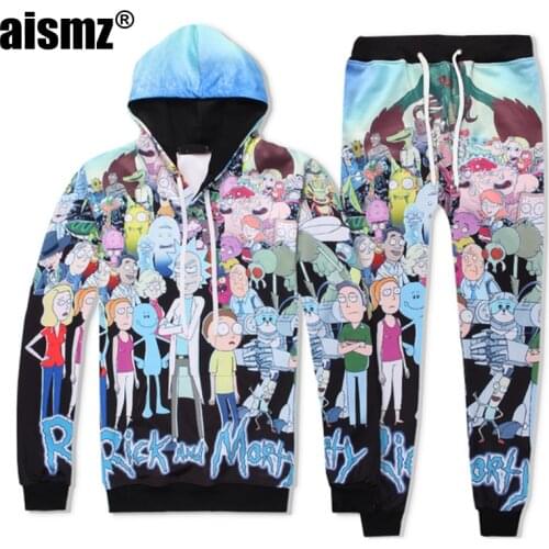 Aismz New Autumn Fashion 3D Print Cartoon Tracksuits Set Men/Women Casual Hoodies Sweatshirt+Pants Hooded Pullover 2 Piece Sets