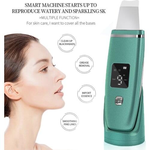 Skin Scrubber Ultrasonic Facial Spatula Face Cleaner Lifting Acne Blackhead Remover Beauty Cleaning Brush Nano Facial Steamer