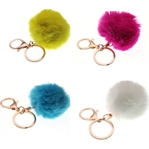 16 Colors Trinket Artificial Fur Ball Keychain Pompom Fur Keychains on The Bag Cute Fluffy Faux Pompon Pendant Accessories 3-8cm